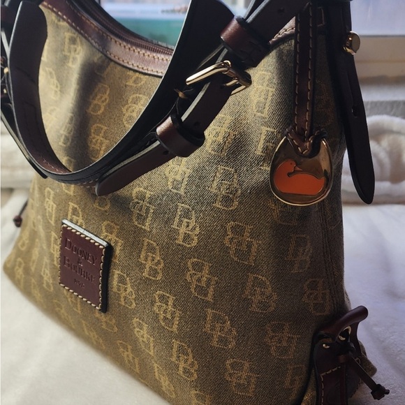 Dooney & Bourke Signature Anniversary Canvas & Leather Hobo Bag Like New - Picture 2 of 15